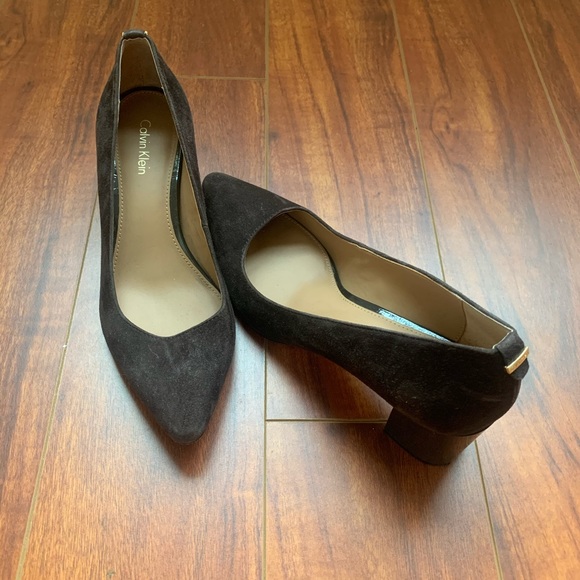 Calvin Klein Natalynn Leather Block Heels - Picture 2 of 9